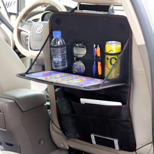 Car Seat Back Storage Bag Car Organizer Bag Foldable Dining Table Tray Travel Storage Bag Car Interior Accessories